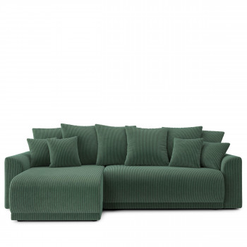 Chloé - Canapé d'angle réversible convertible 4 places en velours côtelé L255cm