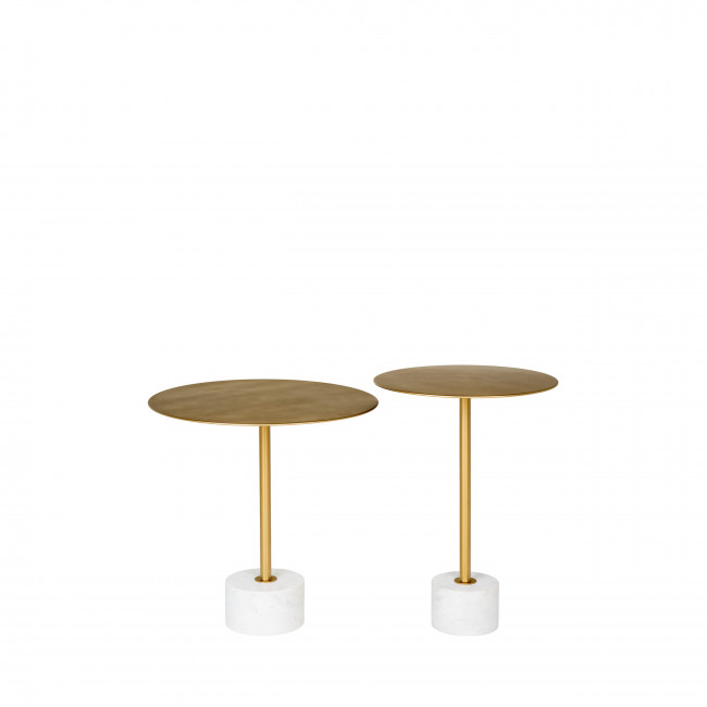 Lecco - Table d'appoint en effet laiton et marbre ø51cm