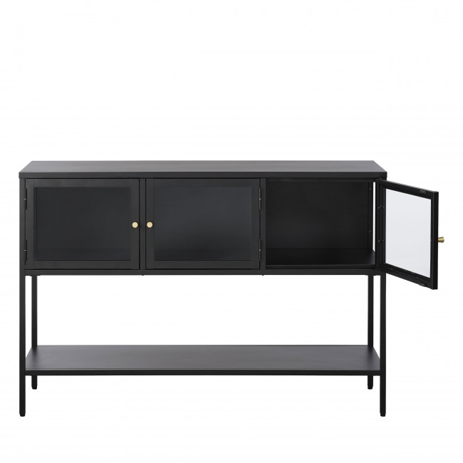 Adare - Buffet 3 portes en verre trempé et métal L132cm