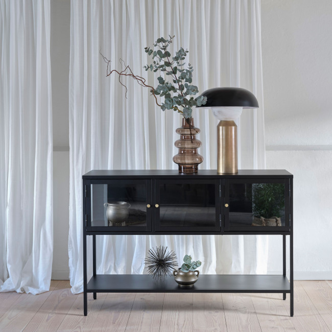 Adare - Buffet 3 portes en verre trempé et métal L132cm