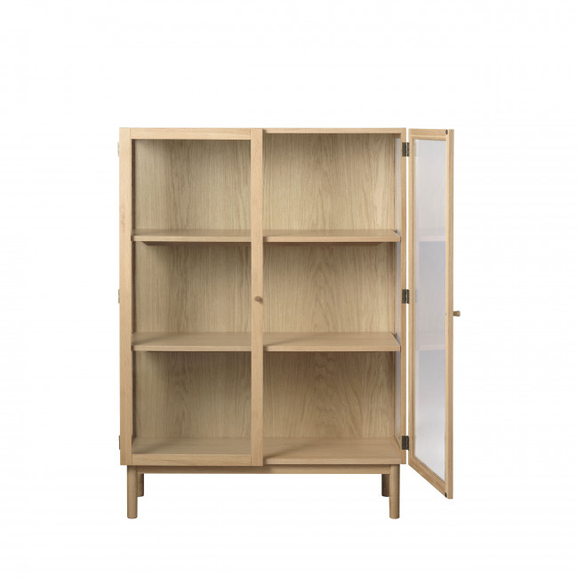 Cahir - Vitrine 2 portes en verre trempé et bois H140cm