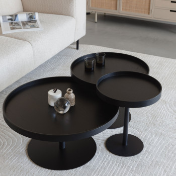 Yuri - Table d'appoint ronde en bois et métal ø56cm