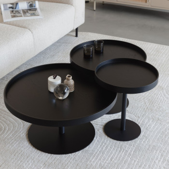 Yuri - Table d'appoint ronde en bois et métal ø45cm