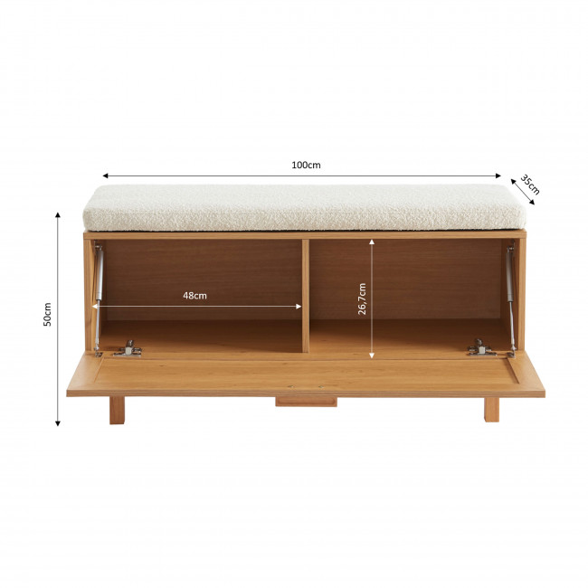 June - Banc d'entrée avec rangement chaussures en bois et cannage L100cm