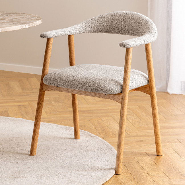 Anabate - Lot de 2 fauteuils de table en tissu et bois