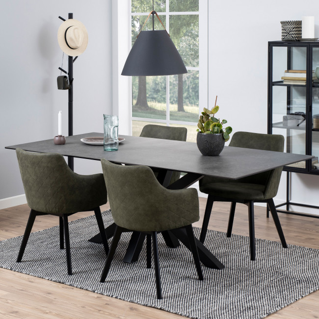 Eurame - Table à manger 8 places en céramique et métal 