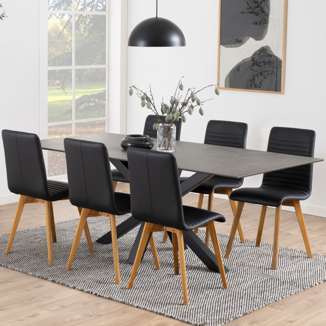 Eurame - Table à manger 8 places en céramique et métal 