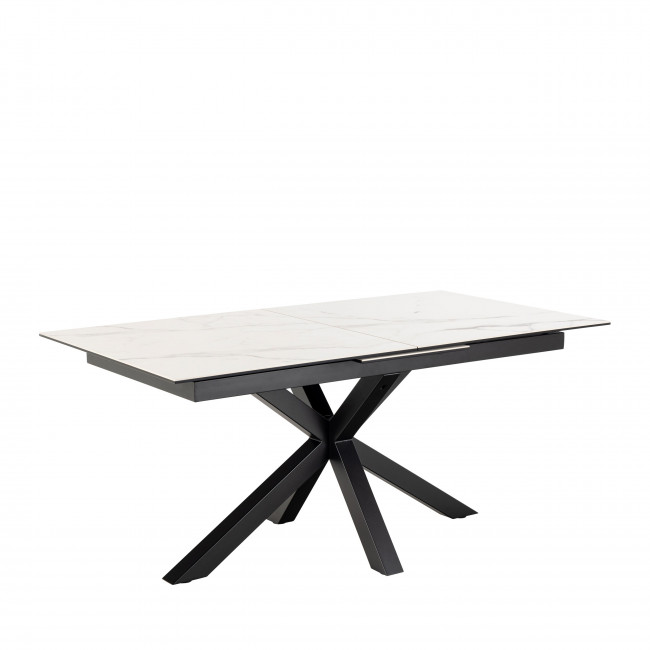 Eurame - Table à manger extensible 6 à 8 places en céramique et métal 168-210x90cm