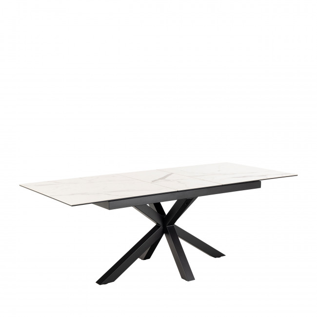 Eurame - Table à manger extensible 6 à 8 places en céramique et métal 168-210x90cm