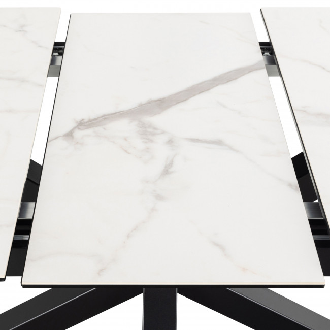Eurame - Table à manger extensible 6 à 8 places en céramique et métal 168-210x90cm