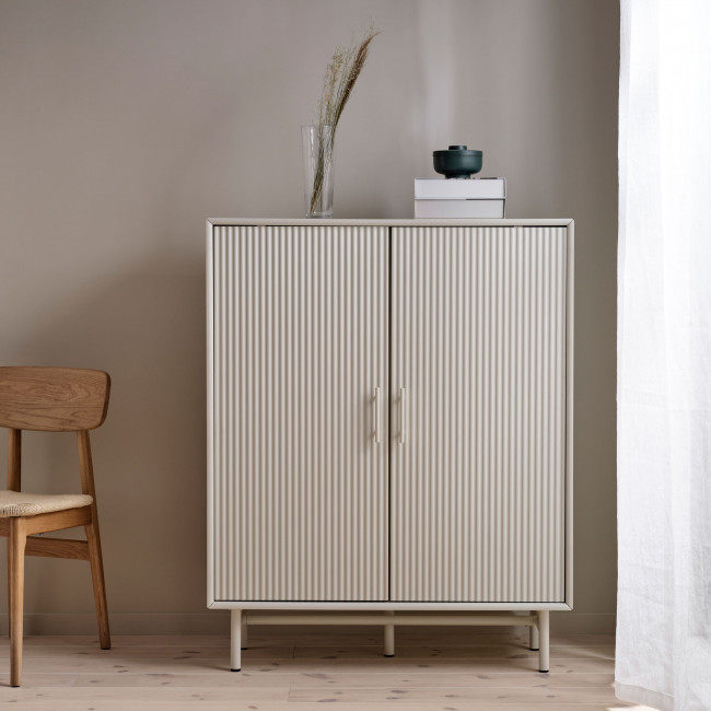 Jura - Buffet haut 2 portes en bois et métal H125cm
