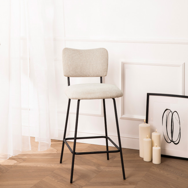 Vander - Lot de 2 chaises de bar en tissu et métal H65cm
