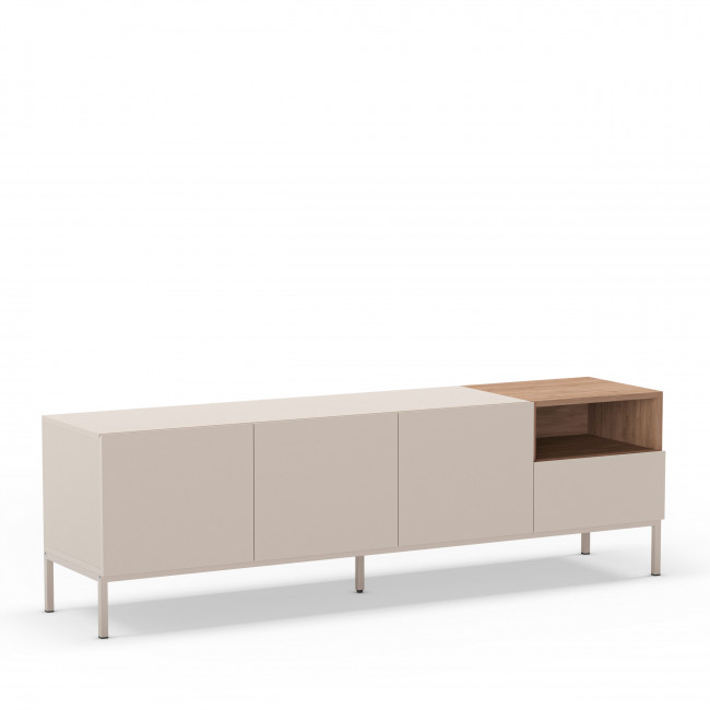 Quenor - Meuble TV 3 portes 1 tiroir en bois et métal L180cm