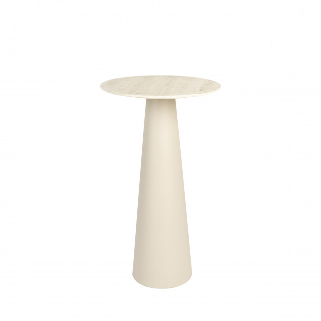 Joya - Table d'appoint ronde effet travertin ø40cm H70cm