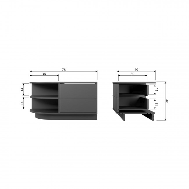 Finca - Meuble TV 2 tiroirs en bois L78cm