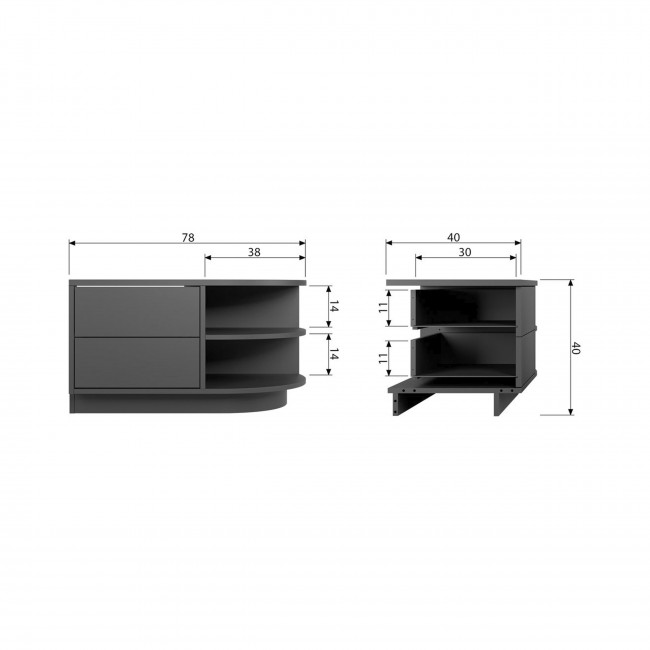 Finca - Meuble TV 2 tiroirs en bois L78cm