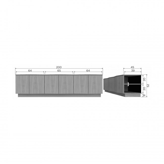 Zuma - Meuble TV 6 portes en bois L200cm