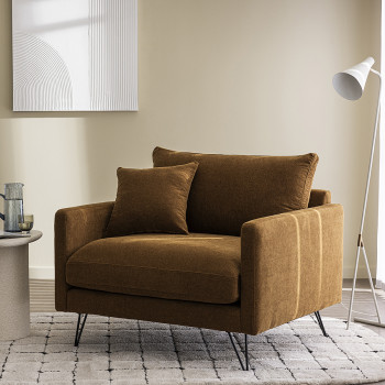 Villabon - Fauteuil XL en tissu pieds épingles noirs