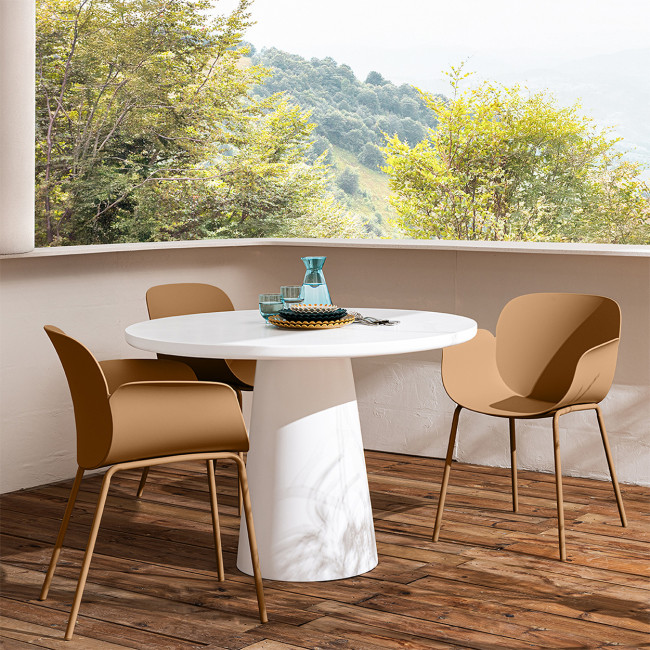 Acapulco - Lot de 4 fauteuils de table intérieur et extérieur en plastique et métal
