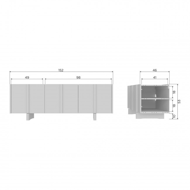 Basu - Meuble TV 3 portes en bois L152cm