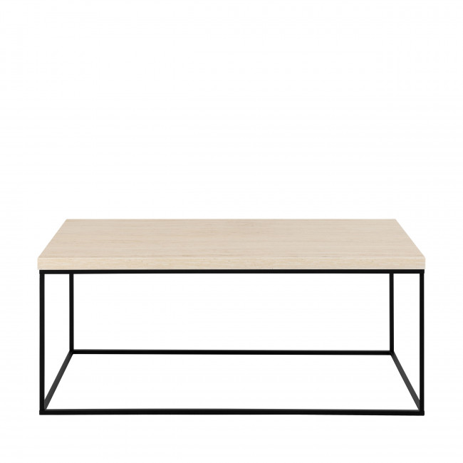 Mixo - Table basse en effet travertin et métal 110x50cm