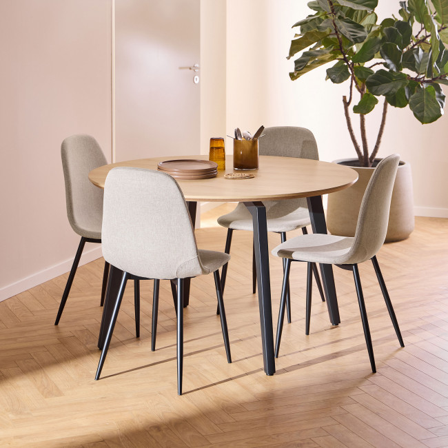 Lunka - Table à manger 4 personnes ronde en bois ø120cm