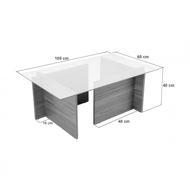 Cubix II - Table basse en verre trempé et bois