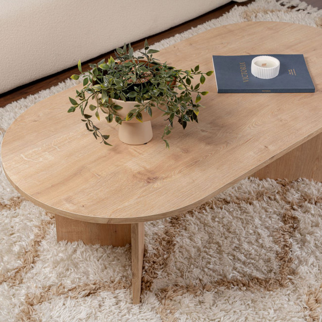 Sam - Table basse ovale en bois 119x60cm 