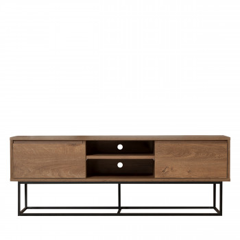 Roa - Meuble TV 2 tiroirs en bois et métal L140cm