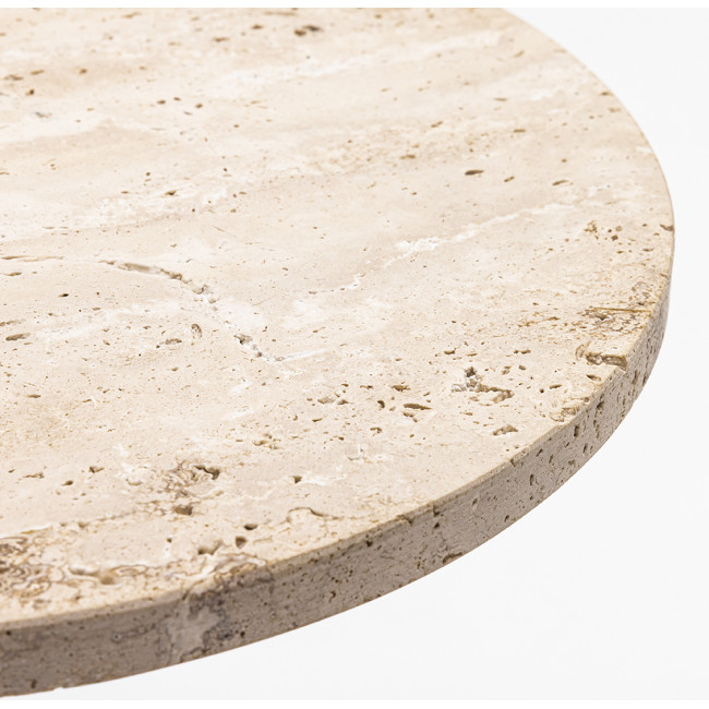 Rito - Table d'appoint en métal et travertin ø35cm H56