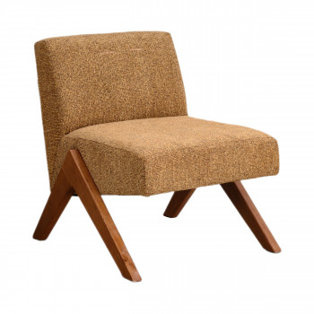 Vinto - Fauteuil en tissu pieds bois