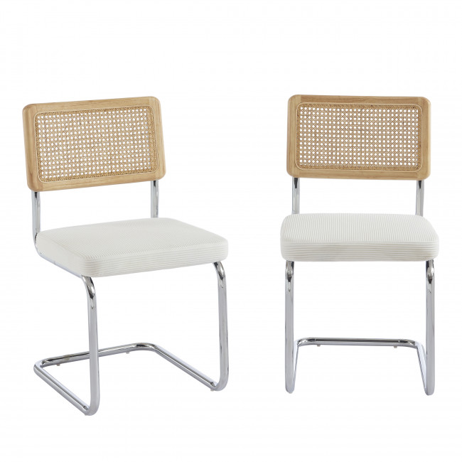 Skana - Lot de 2 chaises en velours côtelé pieds chrome