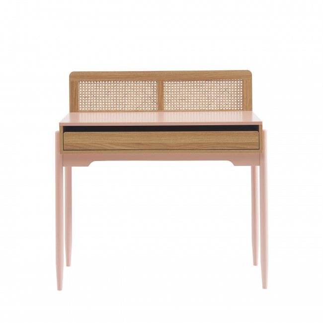 Lilou - Bureau enfant 1 tiroir en bois et cannage H95cm