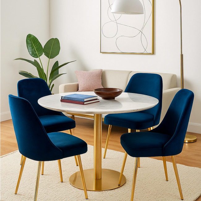 Bolzano - Table à manger ronde effet marbre ø110cm