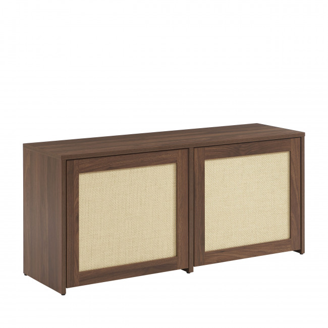 Estela - Banc d'entrée avec rangement à chaussures en bois et cannage L100cm