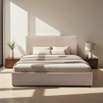 Cama - Lit coffre en velours côtelé 140x190cm