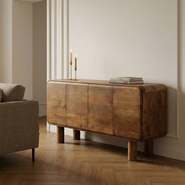 Sira - Buffet 4 portes en bois massif L160cm