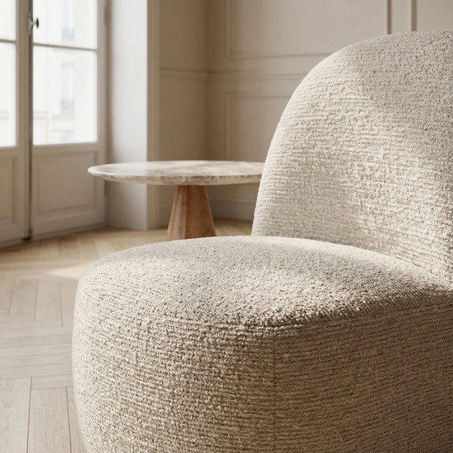 Groovy - Fauteuil pivotant en tissu chenille côtelé