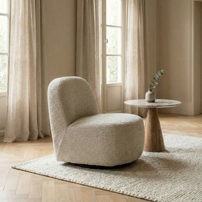 Groovy - Fauteuil pivotant en tissu chenille côtelé