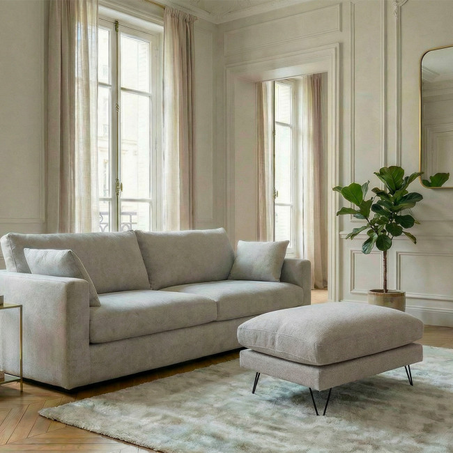 Villabon - Pouf en tissu pieds épingles noirs 