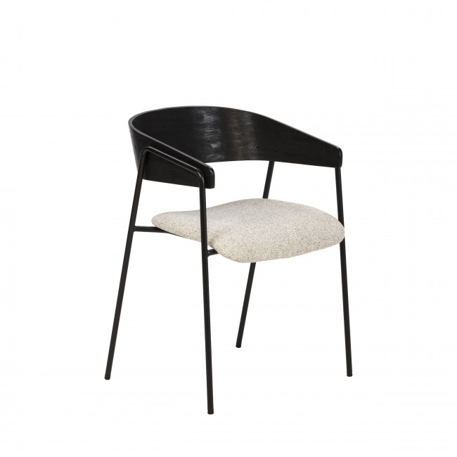 Opna - Lot de 2 fauteuils de table en tissu, bois et métal