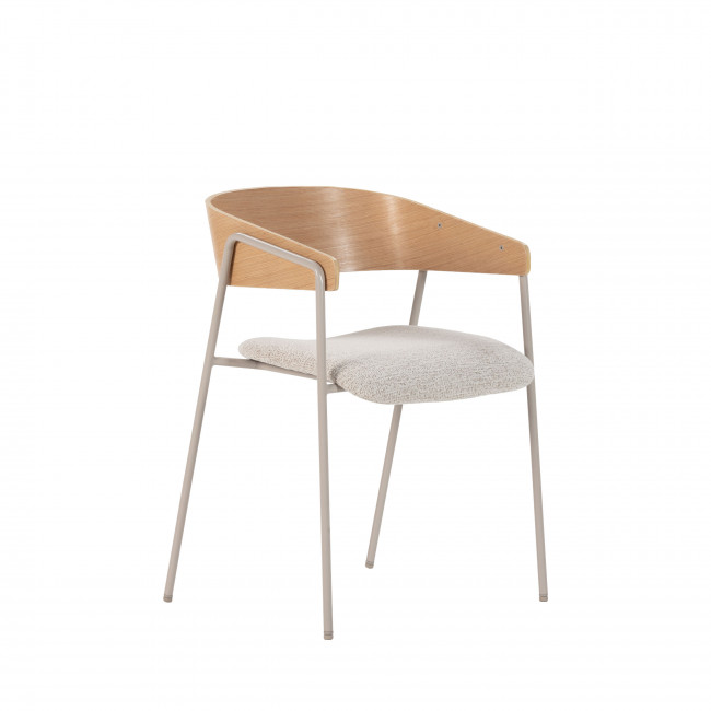 Opna - Lot de 2 fauteuils de table en tissu, bois et métal