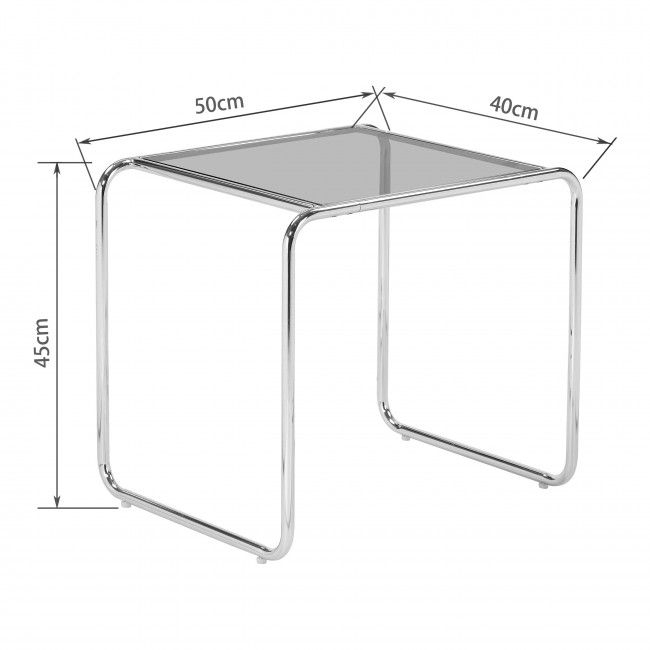 Rika - Table d'appoint en verre pieds chrome