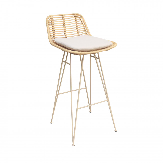 Capurgana - Lot de 2 chaises de bar design en rotin pieds beige H67cm