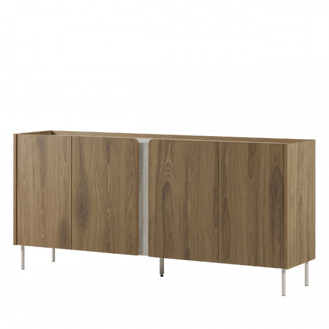 Boxy - Buffet 4 portes en bois et effet travertin L180cm