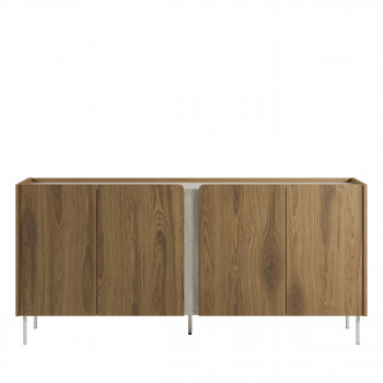 Boxy - Buffet 4 portes en bois et effet travertin L180cm