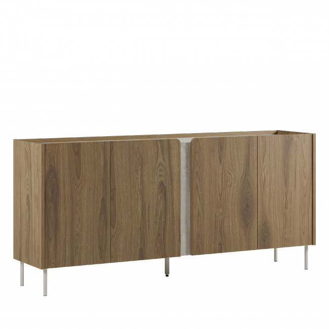 Boxy - Buffet 4 portes en bois et effet travertin L180cm