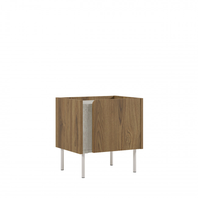 Boxy - Table de chevet 1 porte en bois et effet travertin