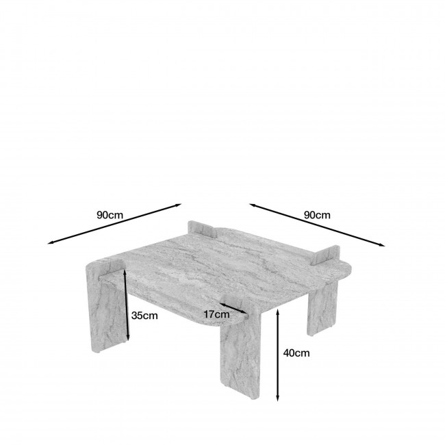 Soleni - Table basse effet travertin 90x90cm