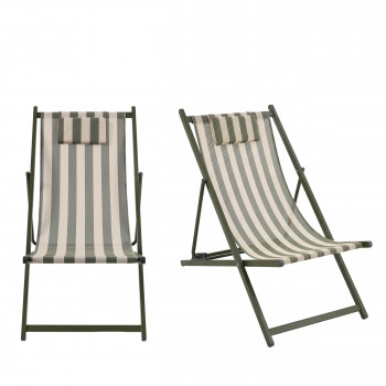 Brisa - Lot de 2 chiliennes à rayures et aluminium